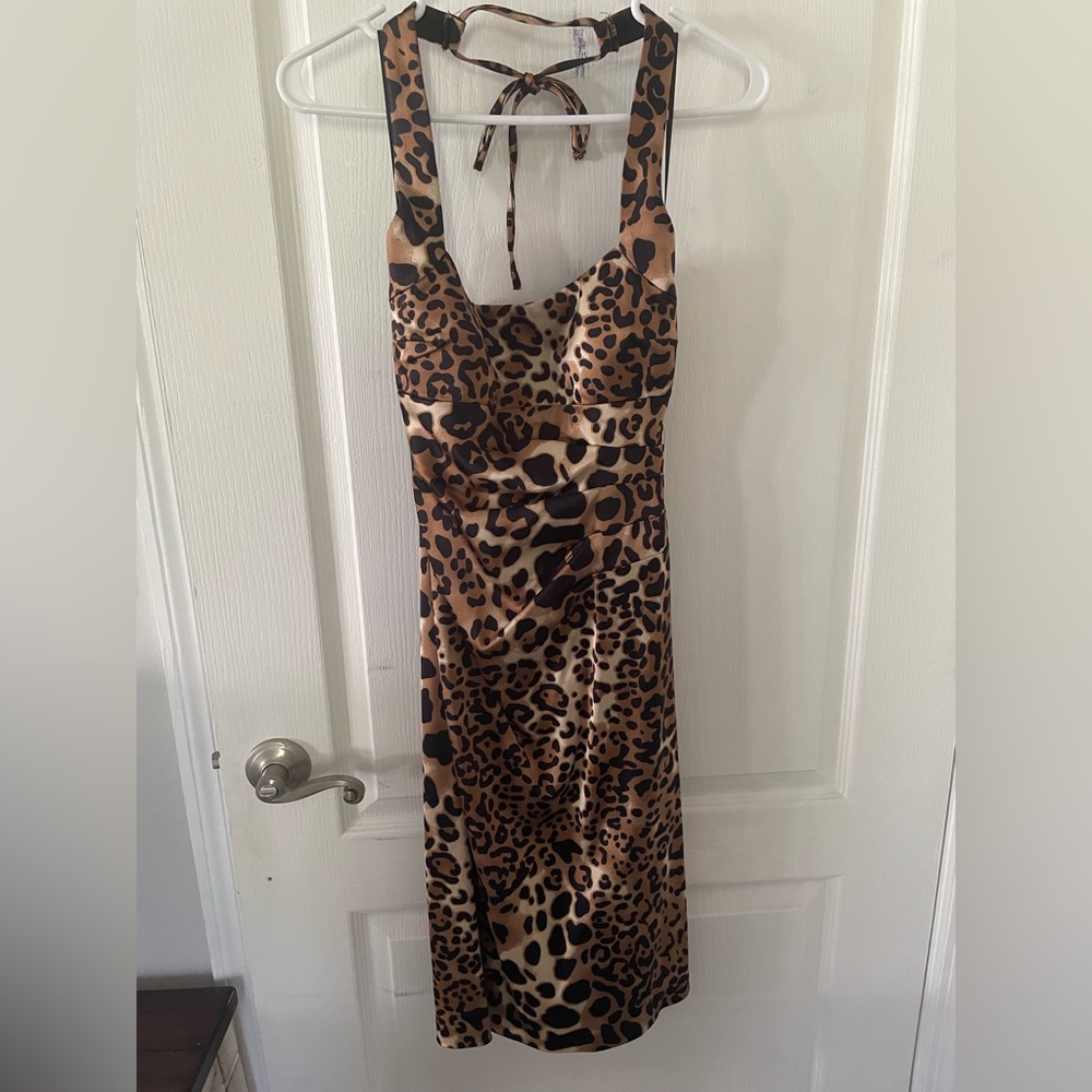 Halter, knee length fitted dress